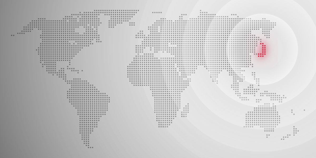 World dot map with Japan highlighted showing sphere of influence.